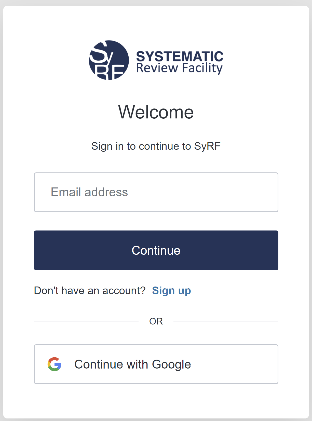 Sign In Welcome Page